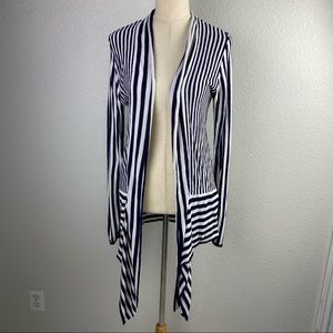 Belldini Blue White Stripes Open Front Sweater Cardigan